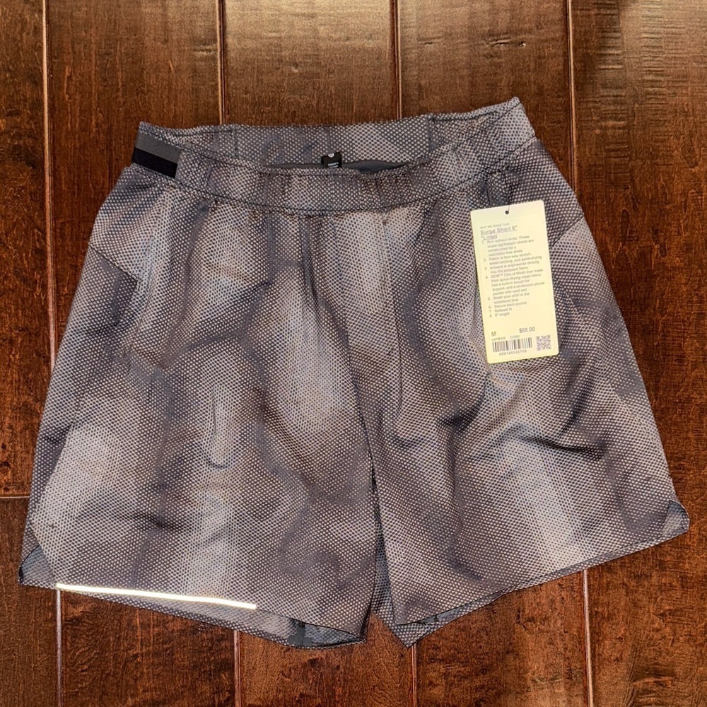 Men's Patterned Gray Lululemon Surge Shorts